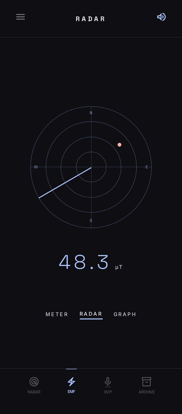 SixthSense Radar Mode — compass radar with blip and sweep line